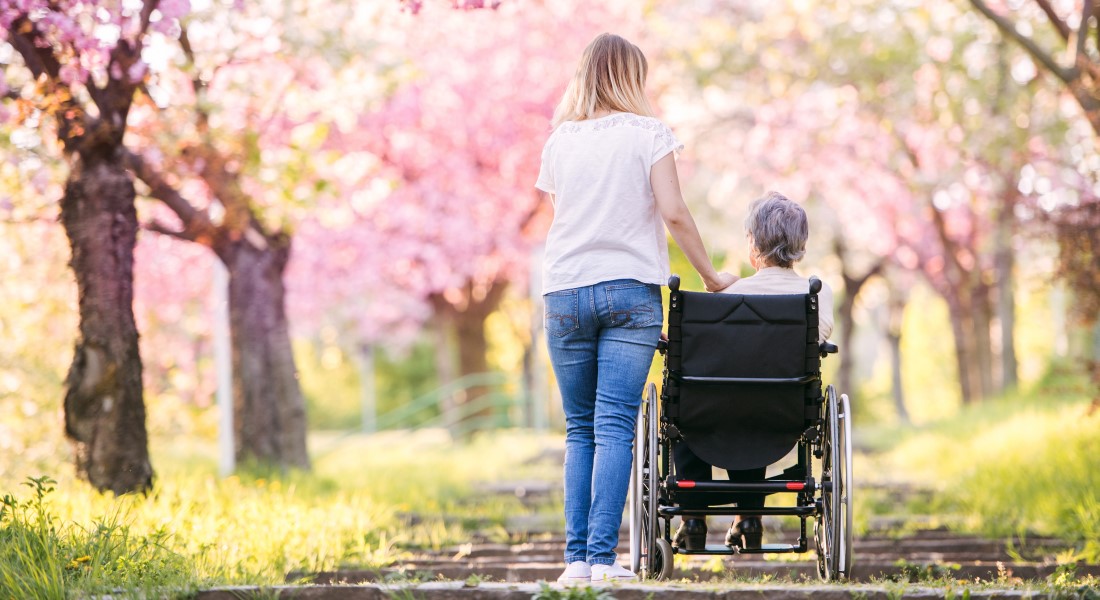 Elderly woman in wheelchair